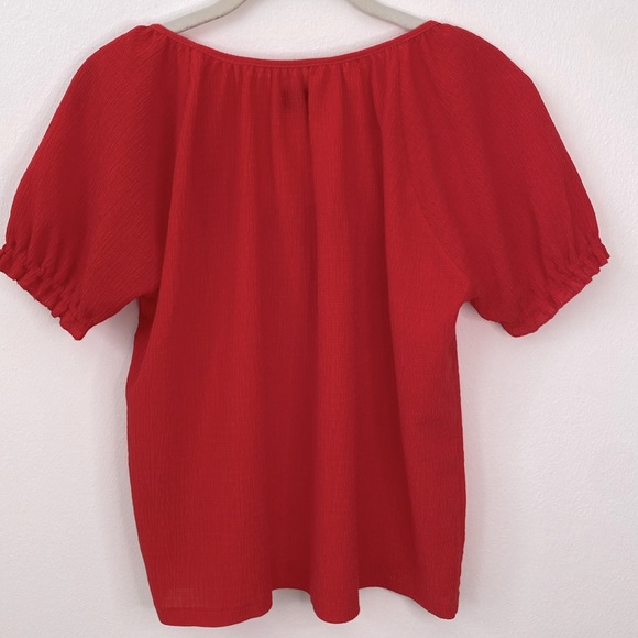 Madewell Texture and Thread Peasant Top Small Red - Picture 5 of 8